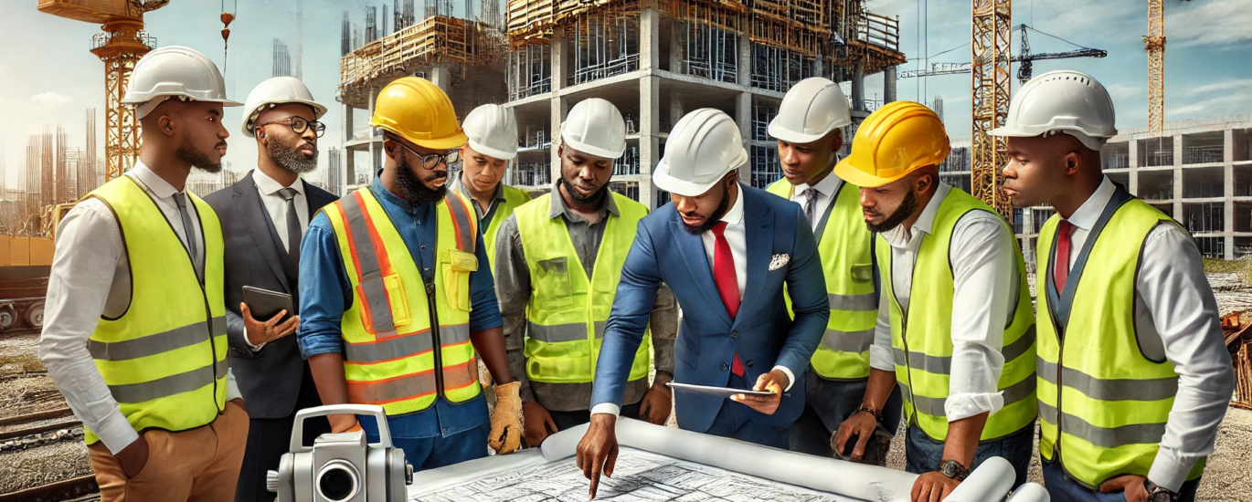 A-professional-engineering-and-construction-setting-featuring-Nigerian-engineers-and-construction-workers.-The-team-is-collaborating-in-safety-gear