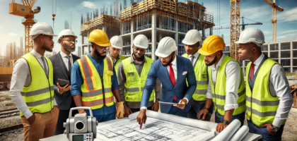 A-professional-engineering-and-construction-setting-featuring-Nigerian-engineers-and-construction-workers.-The-team-is-collaborating-in-safety-gear