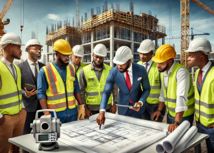 A-professional-engineering-and-construction-setting-featuring-Nigerian-engineers-and-construction-workers.-The-team-is-collaborating-in-safety-gear